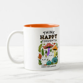 Denk aan vrolijke gedachten Halloween Collectie Tweekleurige Koffiemok