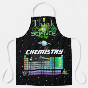 Denk aan wetenschap en chemie schort