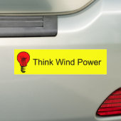 Denk aan windenergie bumpersticker (Op auto)