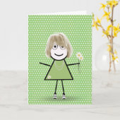 Denk aan You Stick Girl met Daisies Kaart (Gele Bloem)