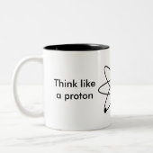 Denk als een proton en blijf positief! Mok (Links)