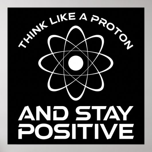 Denk als een proton en blijf positief poster (Voorkant)