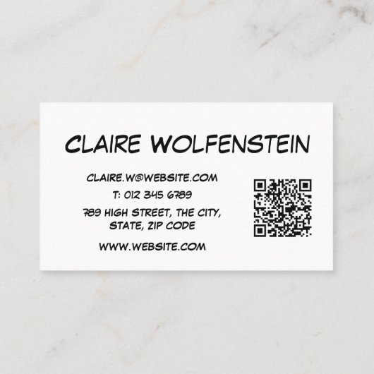 Denk Bubbel QR Code Plezierig Stripboek Blauw Visitekaartje (Achterkant)