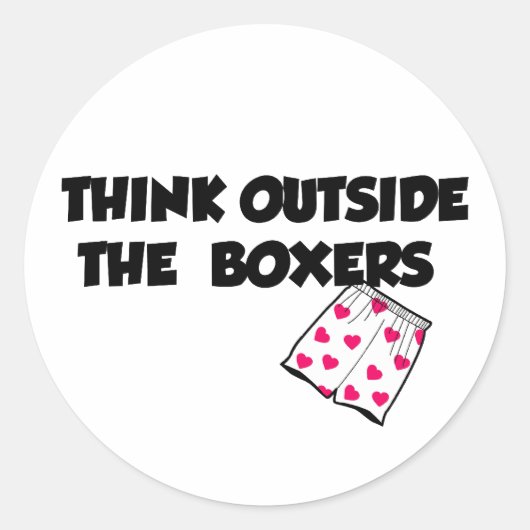 Denk buiten de boxers om ronde sticker (Voorkant)