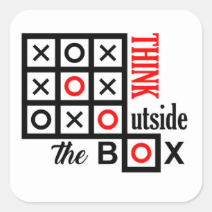 Denk buiten de doos Tic Tac toe Extra Smart Clev Vierkante Sticker