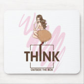 Denk buiten de doos vrouw muismat (Voorkant)