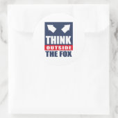 Denk buiten de vos ronde sticker (Tas)