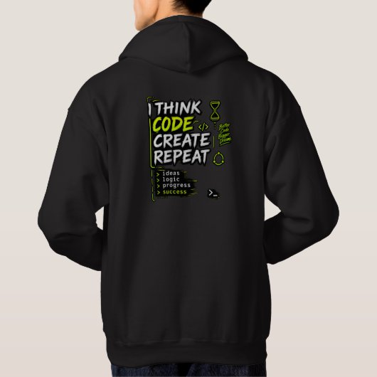 Denk Code Creëer Herhaal Hoodie (Achterkant)