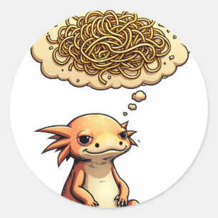 Denk Deze Axolotl Introvert Spaghetti Bezorgdheden Ronde Sticker
