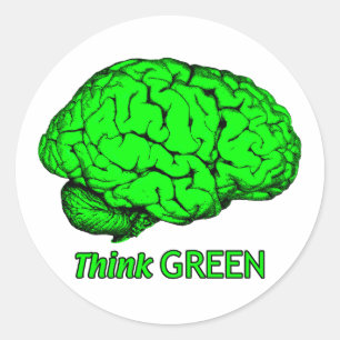 DENK GROEN RONDE STICKER