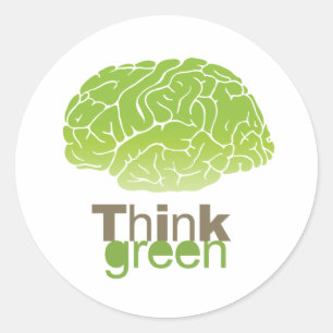 DENK GROEN RONDE STICKER