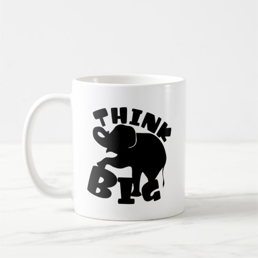 Denk groot - Olifant - Grote dag - Groot idee - mo Koffiemok (Links)