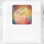 Denk groots vierkante sticker (Tas)