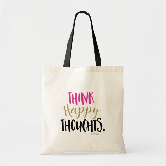 DENK HAPPY THOUGHTS Pink Gold Personal Custom Tote Bag (Voorkant)