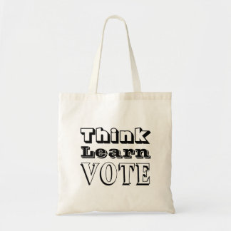 Denk, leer, stem tote bag