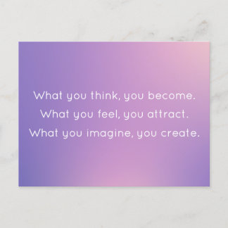 Denk na en word Paarse Gradient Buddah Quote Briefkaart