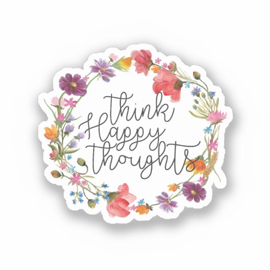 Denk na over Happy Thoughts, Inspirerend prijsopga Sticker (Voorkant)
