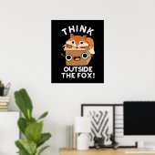 Denk na over het fox Funny Animal Pun Dark BG Poster (Thuiskantoor)