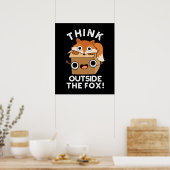 Denk na over het fox Funny Animal Pun Dark BG Poster (Keuken)