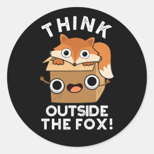 Denk na over het fox Funny Animal Pun Dark BG Ronde Sticker