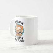 Denk na over het fox Funny Animal Pun Koffiemok (Voorkant links)
