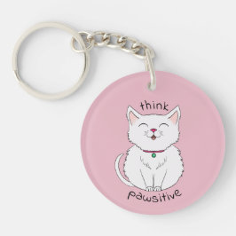 Denk na Pawsitive Cat Illustration Sleutelhanger