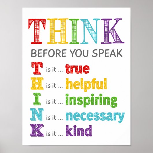 Denk na voordat u Classroom Anti-Bully-Poster spre Poster (Voorkant)
