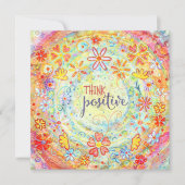 Denk positief Oranje bloemig Inspirerend (Voorkant)