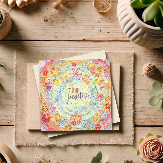 Denk positief Oranje bloemig Inspirerend