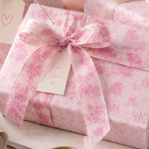Denk Roze Waterverf Bloemmotief Monogram Lint