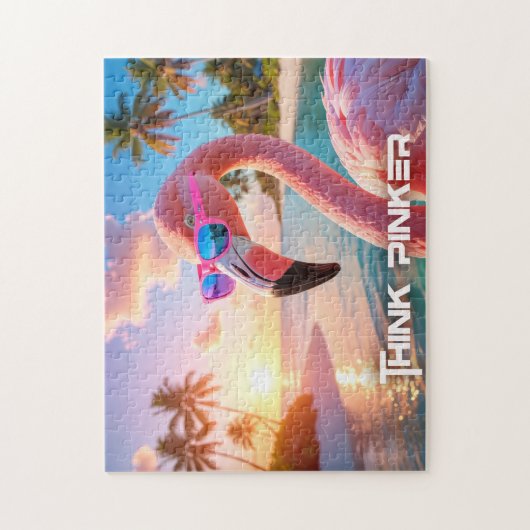 DENK ROZER - Flamingo ROZE Legpuzzel (Verticaal)