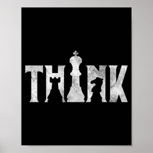 Denk Schaken Eces Speler Chessmaster Schaak Liefde Poster