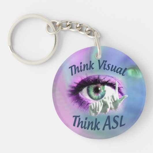 Denk Visual Think ASL cirkelvormige sleutelhanger (Voorkant)