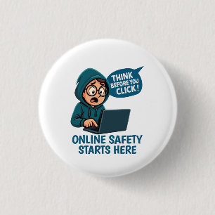 Denk Voor Je Klikt - Online Veiligheidsbewustzijn Ronde Button 3,2 Cm