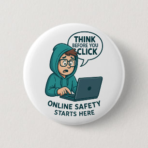 Denk Voor Je Klikt - Online Veiligheidsbewustzijn Ronde Button 5,7 Cm