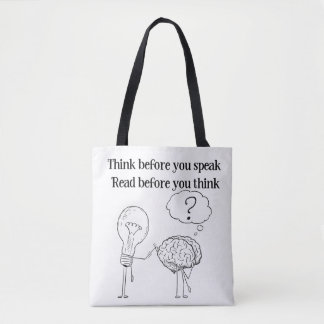 Denk Voor Je Spreekt Zwart Wit Lezer Citaat Draagtas