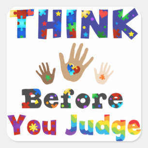 DENK VOOR U rechter bent Vierkante Sticker