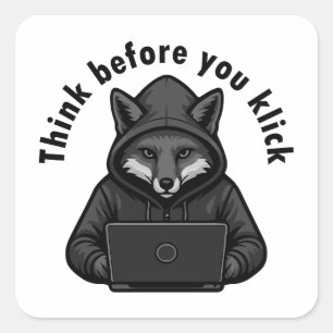 Denk voordat je klikt - Cyberbeveiliging Vierkante Sticker