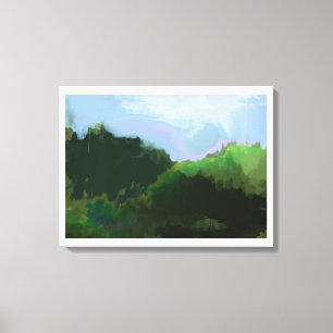 denkbeeldige groene bergen canvas afdruk