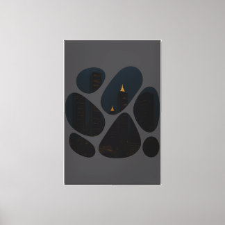 Denkbeeldige Stad Nachtzicht Geavanceerde Kunst Canvas Afdruk