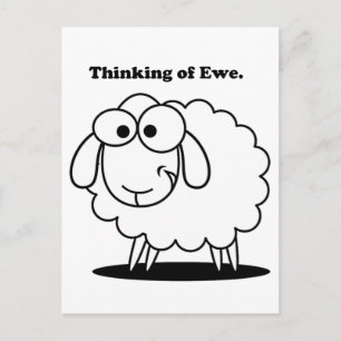 Denken aan Ewe Lamb Sheep Schattigee Cartoon Briefkaart