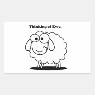Denken aan Ewe Lamb Sheep Schattigee Cartoon Rechthoekige Sticker