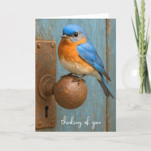 Denken aan je Bluebird op een roestige deurknop Kaart