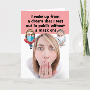 Denken aan je gezichtsmasker Stress Dream Humor Feestdagen Kaart