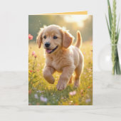 Denken aan je Golden Retriever puppy in een weide Kaart (Voorkant)