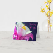 Denken aan je Kaart - roze en paarse (Gele Bloem)