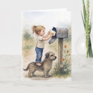 Denken aan je kleine meisje mailen een brief kaart