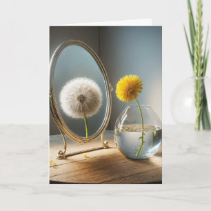 Denken aan je paardenbloem reflectie in een spiege kaart