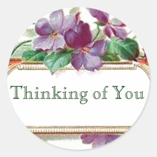Denken aan je Retro Style  Bloemenviooltjes Ronde Sticker