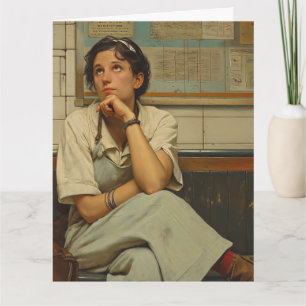 DENKEN AAN JE RETRO VROUW GROOT WENSKAART KAART